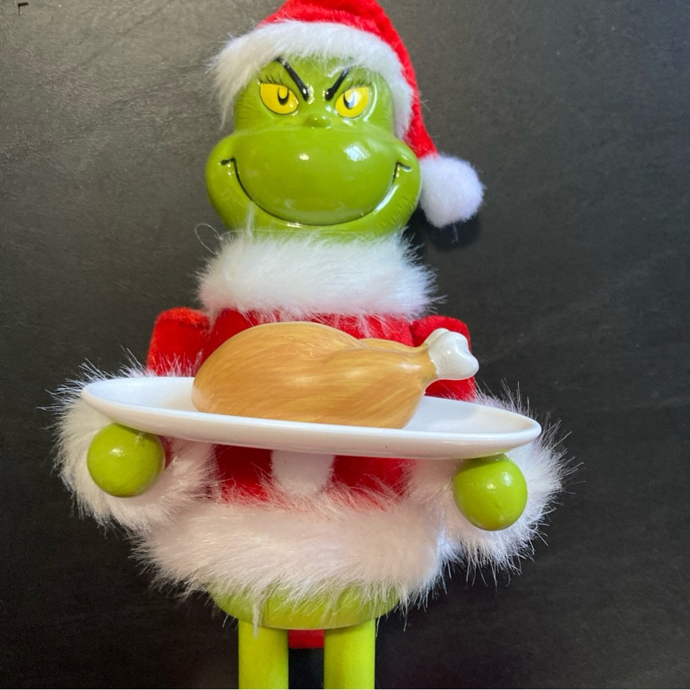 THE GRINCH  Dr Seuss w/ Turkey Wood Nutcracker Santa 11” New Grinchmas - Picture 5 of 11